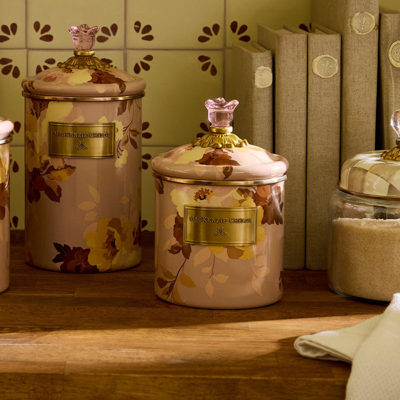 Mackenzie-Childs Wild Rose Mauve Small Canister