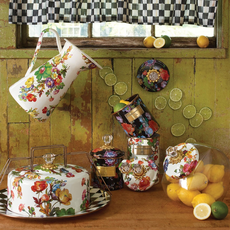Mackenzie-Childs Flower Market Black Small Canister
