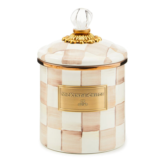 Mackenzie-Childs Mocha Check Small Canister