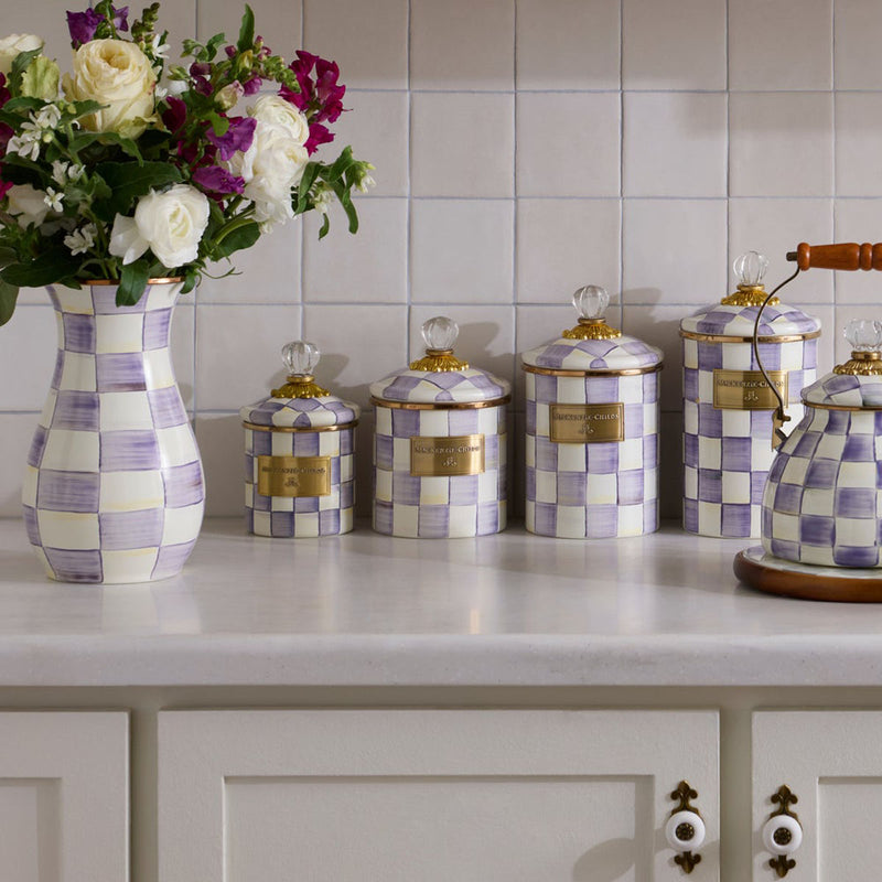 Mackenzie Childs Violet Check Small Canister