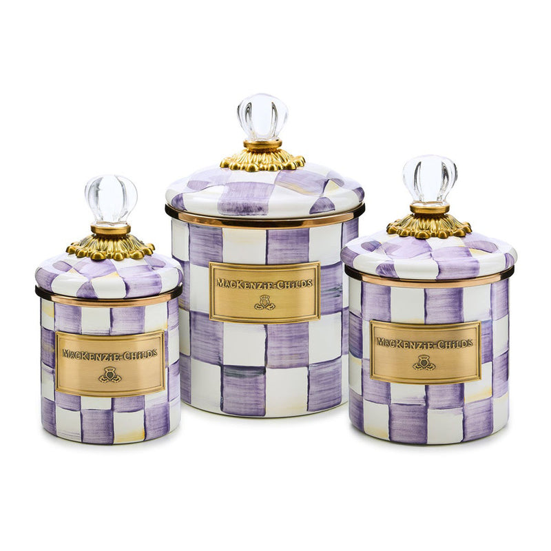 Mackenzie Childs Violet Check Small Canister