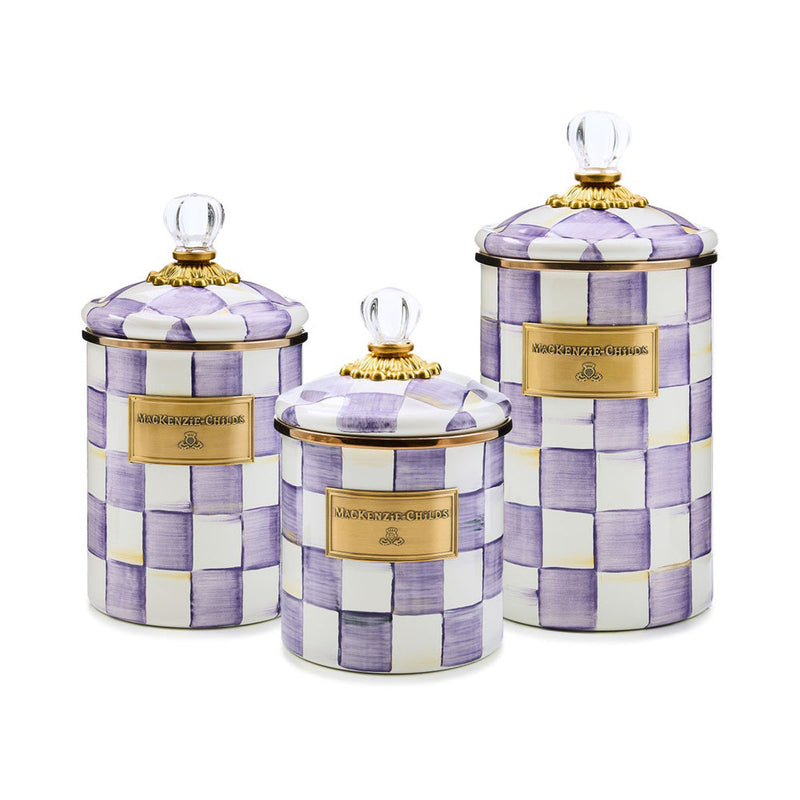 Mackenzie Childs Violet Check Small Canister