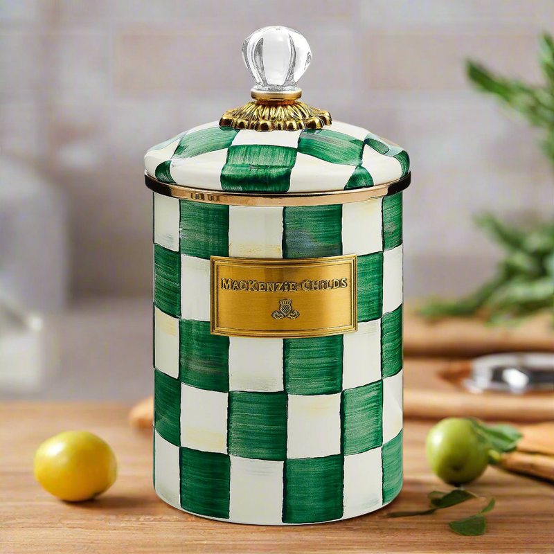 Mackenzie-Childs Emerald Check Medium Canister