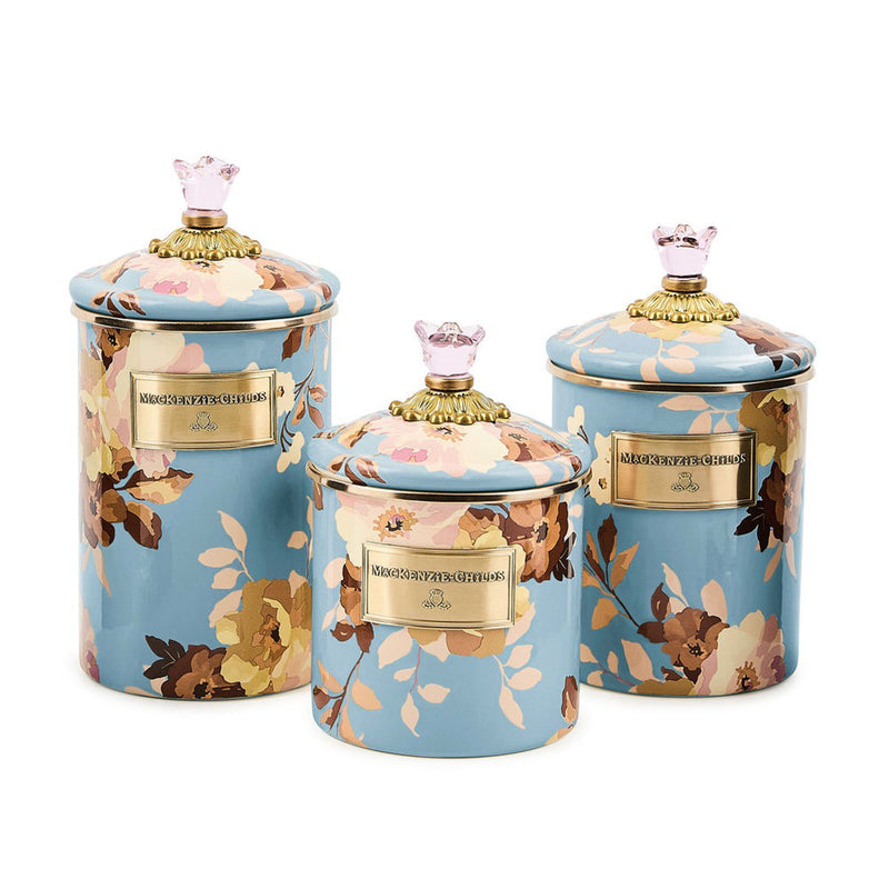 Mackenzie-Childs Wild Rose Slate Medium Canister