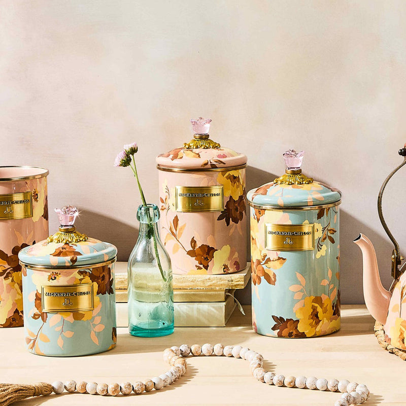 Mackenzie-Childs Wild Rose Mauve Medium Canister