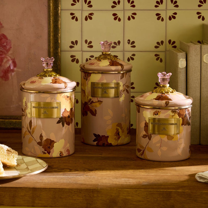 Mackenzie-Childs Wild Rose Mauve Medium Canister