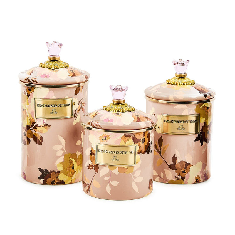Mackenzie-Childs Wild Rose Mauve Medium Canister