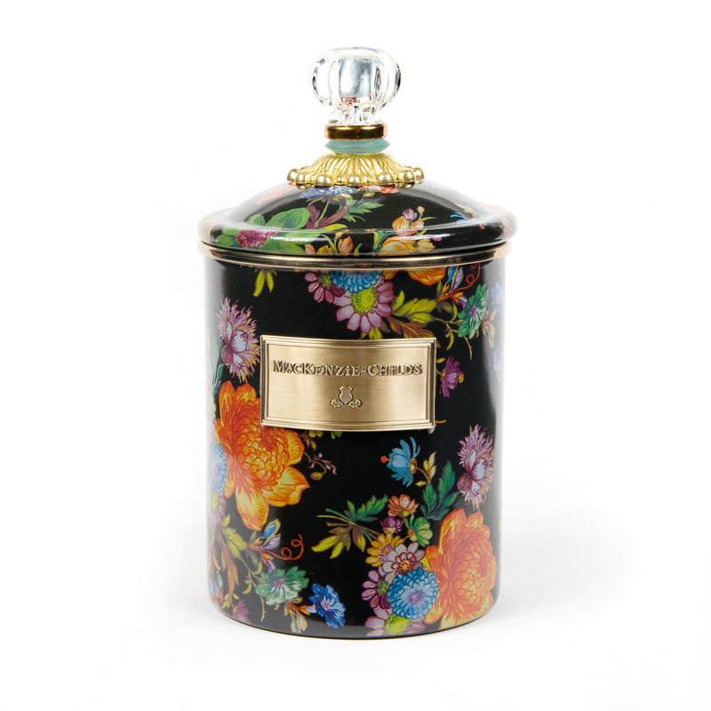 Mackenzie-Childs Flower Market Black Medium Canister