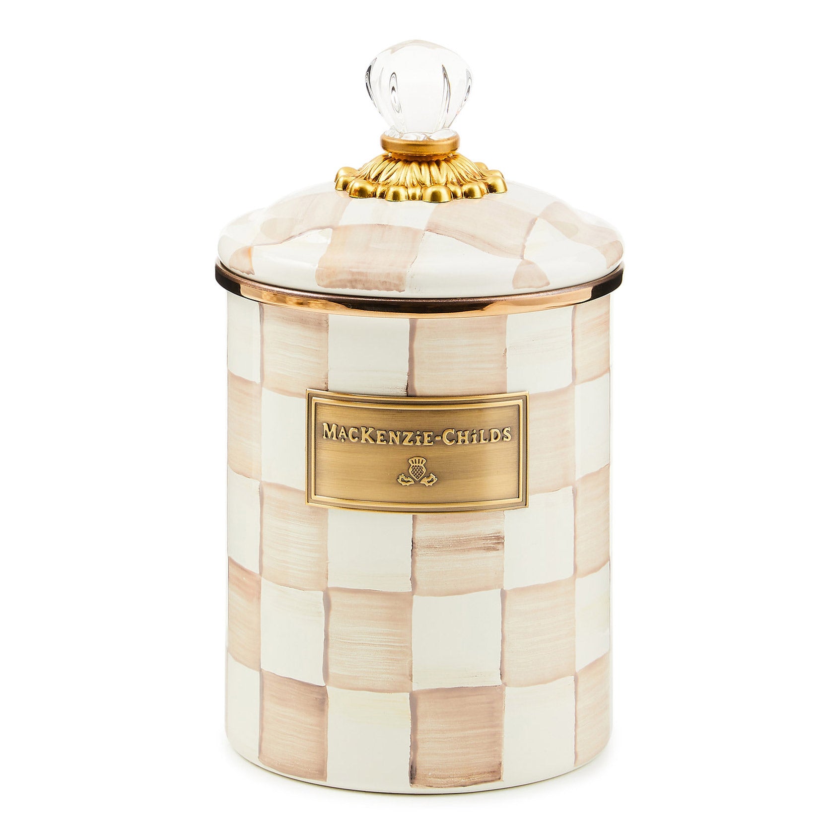 Mackenzie-Childs Mocha Check Medium Canister – David Shuttle Ltd