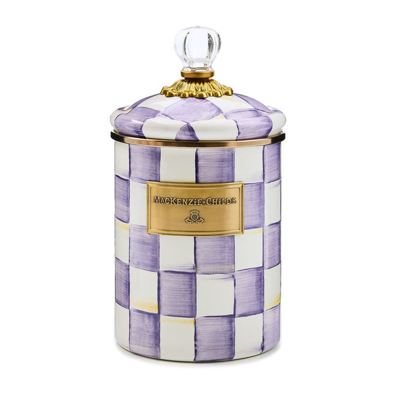 Mackenzie Childs Violet Check Medium Canister
