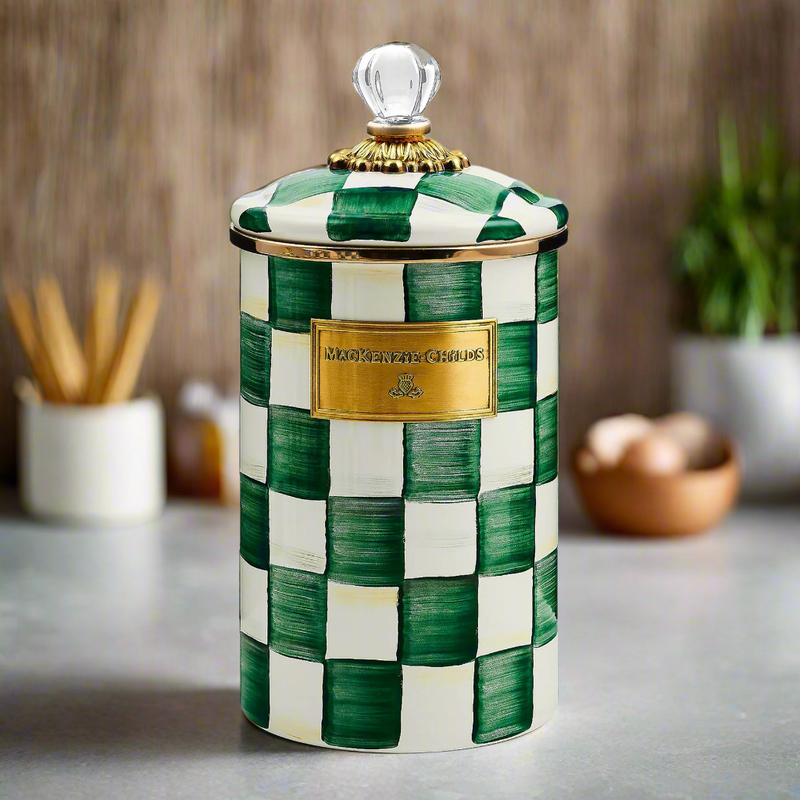 Mackenzie-Childs Emerald Check Large Canister