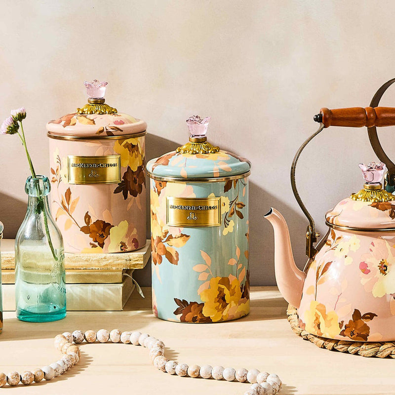 Mackenzie-Childs Wild Rose Slate Large Canister