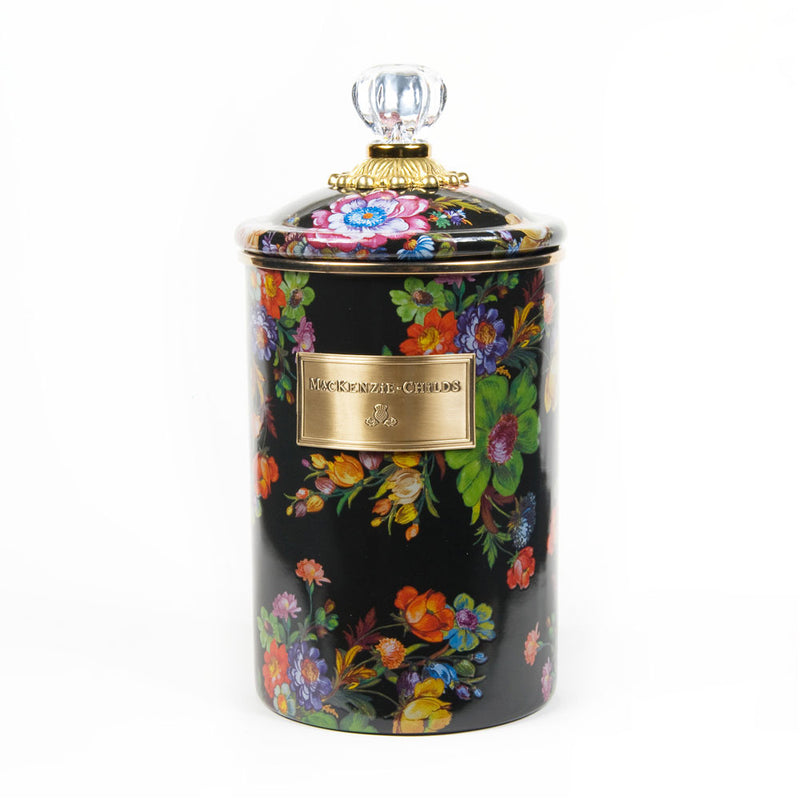 Mackenzie-Childs Flower Market Black Large Canister