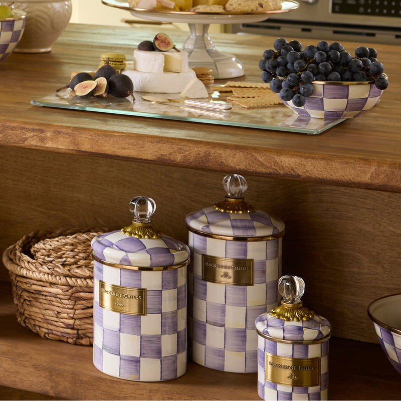 Mackenzie Childs Violet Check Large Canister
