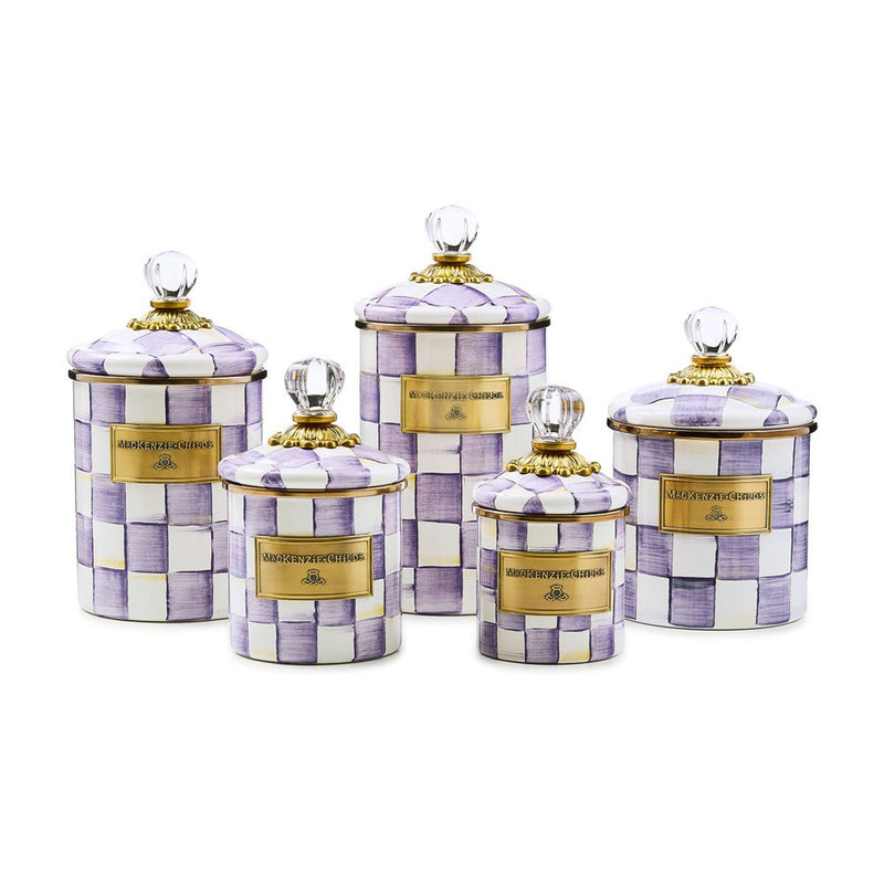 Mackenzie Childs Violet Check Large Canister