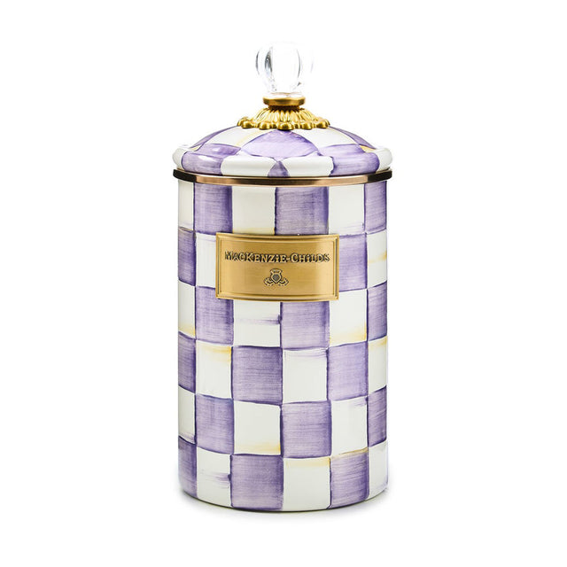 Mackenzie Childs Violet Check Large Canister