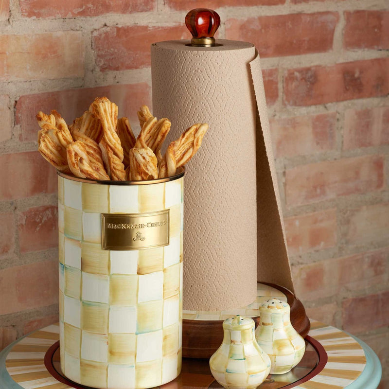 Mackenzie-Childs Parchment Check Wood Paper Towel Holder #2