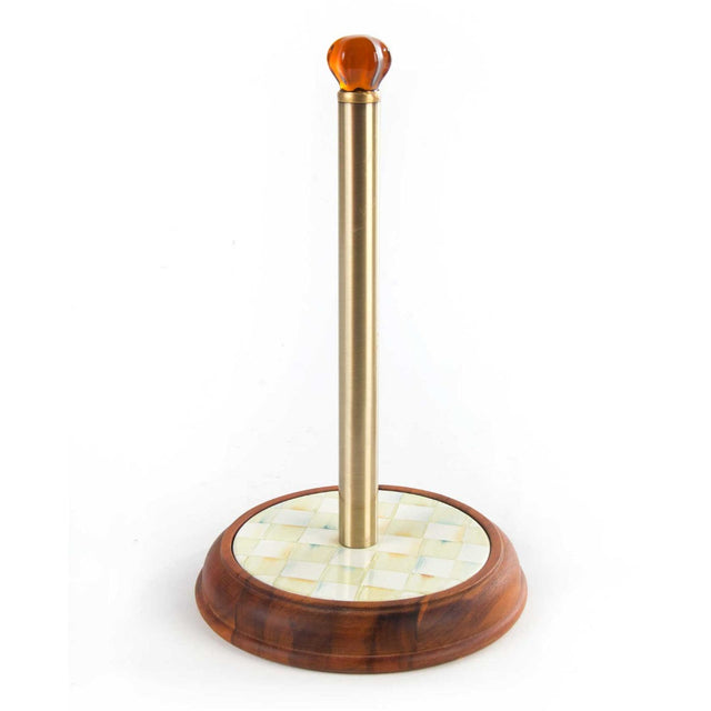 Mackenzie-Childs Parchment Check Wood Paper Towel Holder