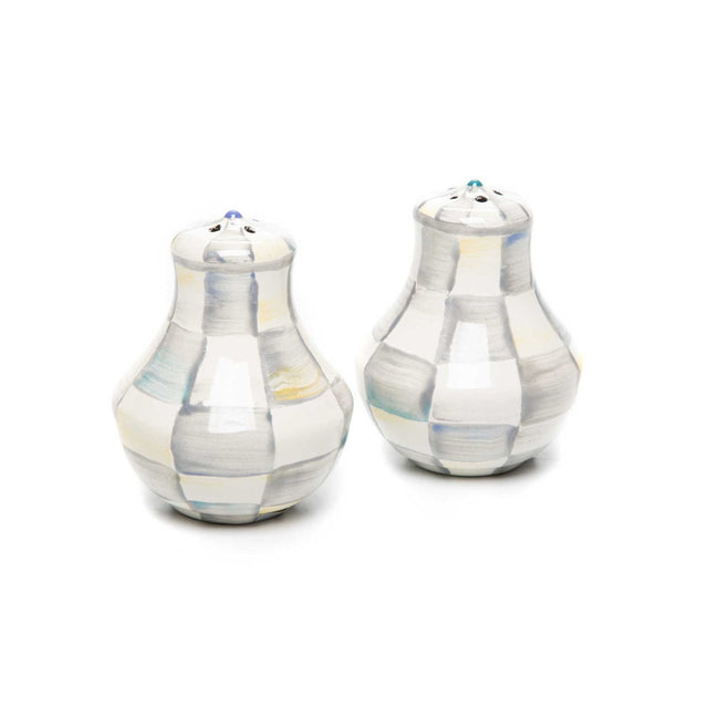 Mackenzie-Childs Sterling Check Enamel Salt & Pepper Shakers

