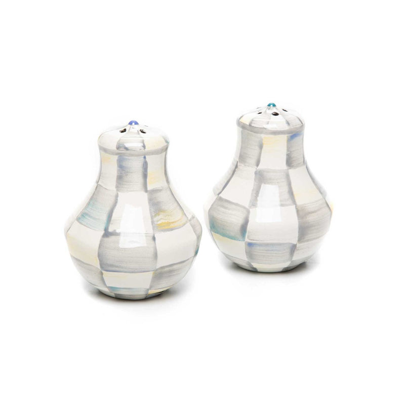 Mackenzie-Childs Sterling Check Enamel Salt & Pepper Shakers
