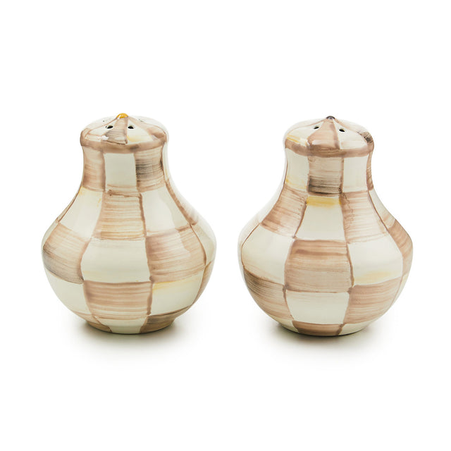 Mackenzie-Childs Mocha Check Salt & Pepper Shakers