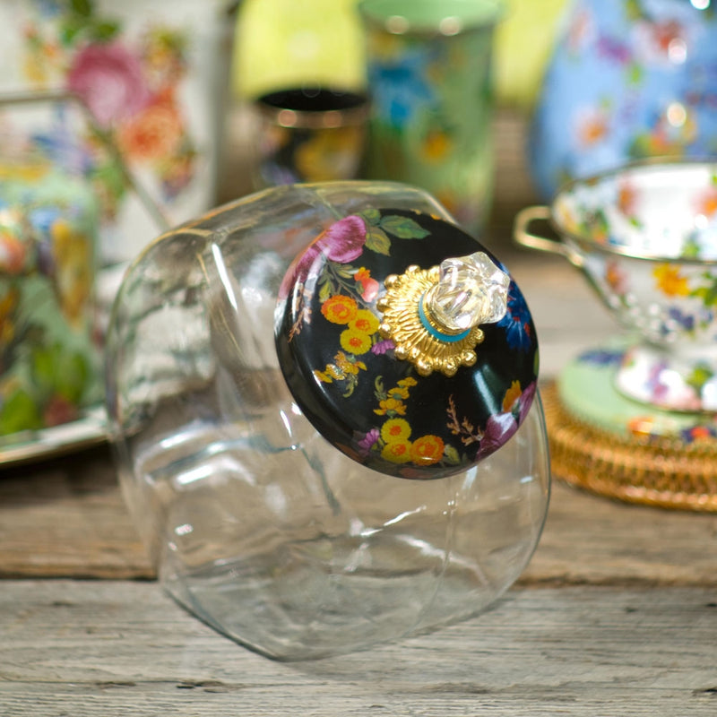 Mackenzie-Childs Flower Market Black Enamel Cookie Jar