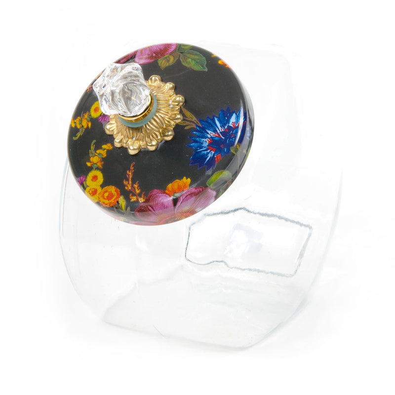 Mackenzie-Childs Flower Market Black Enamel Cookie Jar