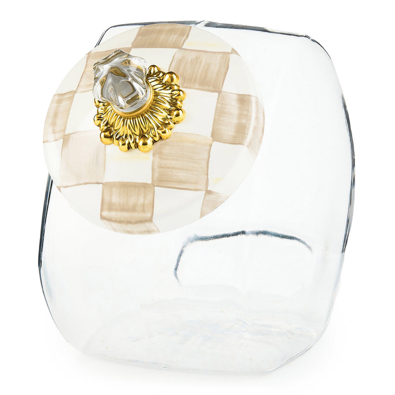 Mackenzie-Childs Mocha Check Cookie Jar