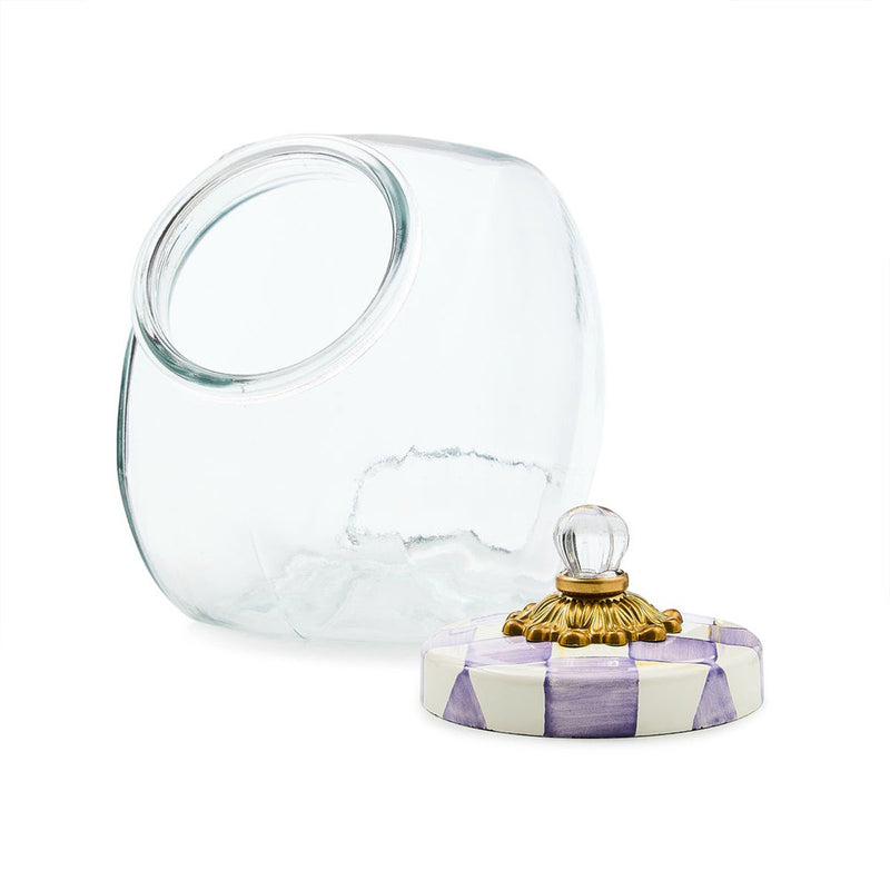 Mackenzie-Childs Cookie Jar with Violet Check Lid