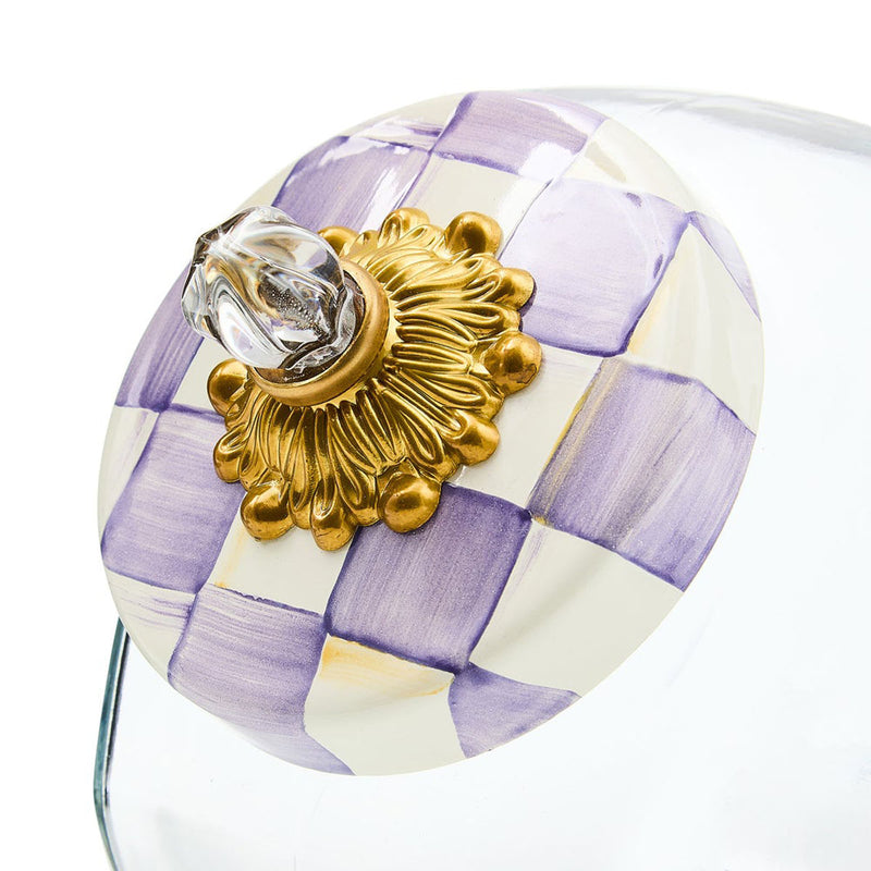 Mackenzie-Childs Cookie Jar with Violet Check Lid