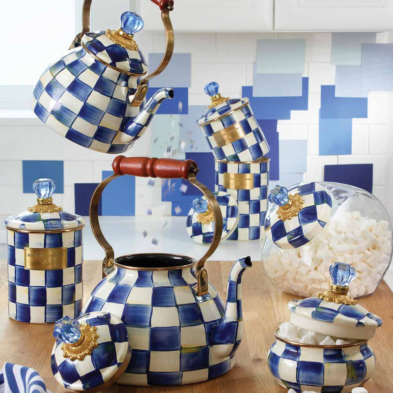 Mackenzie Childs Royal Check Tea Kettle