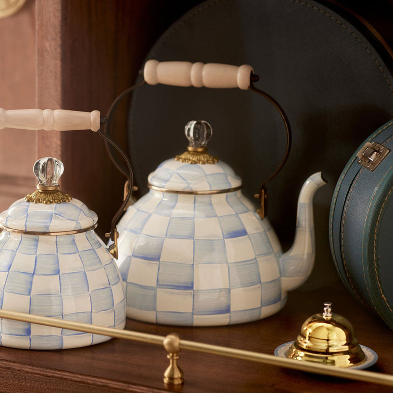 Mackenzie-Childs Sky Check 3 Quart Tea Kettle