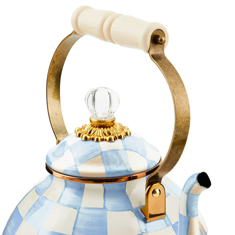 Mackenzie-Childs Sky Check 3 Quart Tea Kettle