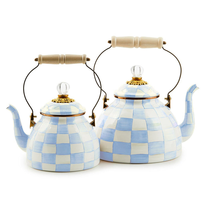 Mackenzie-Childs Sky Check 3 Quart Tea Kettle