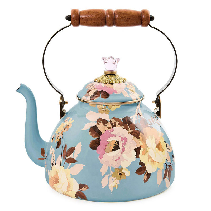 Mackenzie-Childs Wild Rose Slate 3 Quart Tea Kettle