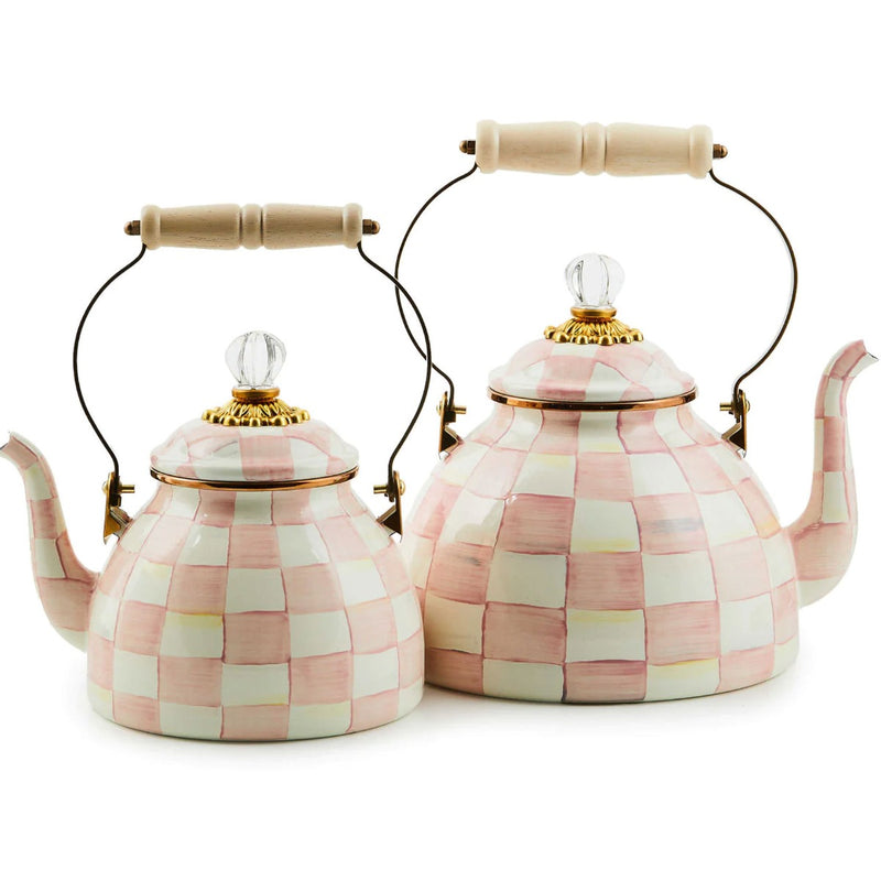 Mackenzie-Childs Rosy Check Tea Kettle