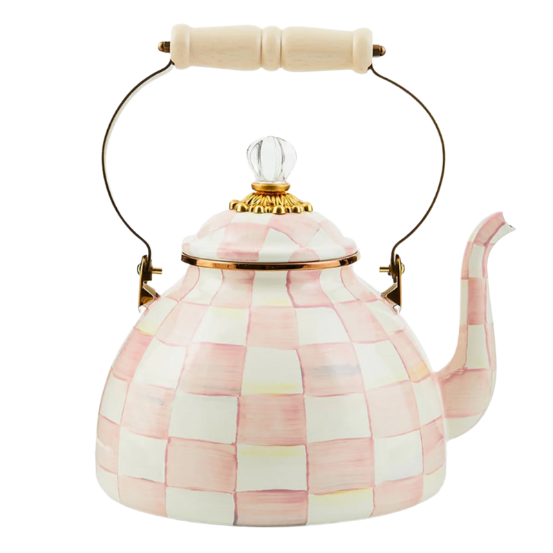 Mackenzie-Childs Rosy Check Tea Kettle, 3 Quart