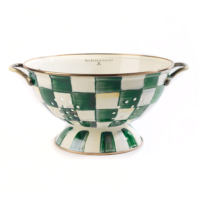 Mackenzie-Childs Emerald Check Large Colander