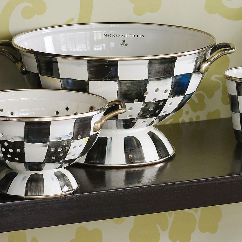Mackenzie-Childs Courtly Check Enamel Colander, Large