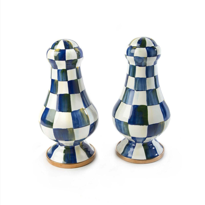 Mackenzie-Childs Royal Check Enamel Large Salt & Pepper Shakers
