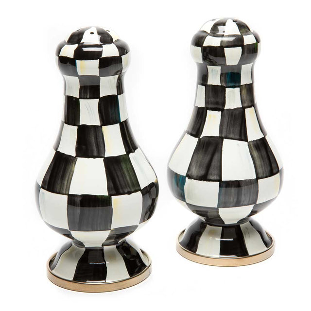 Mackenzie Childs Courtly Check Enamel Large Salt & Pepper Shakers #1