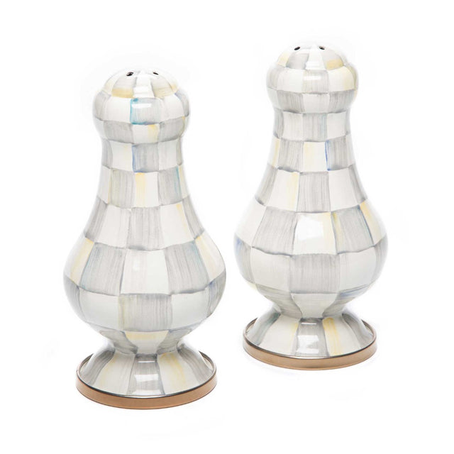 Mackenzie-Childs Sterling Check Enamel Large Salt & Pepper Shakers