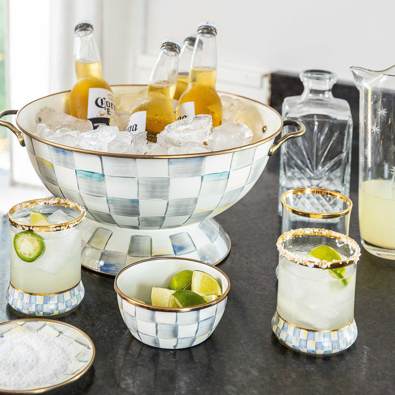 MacKenzie Childs Sterling Check Pinch Pot