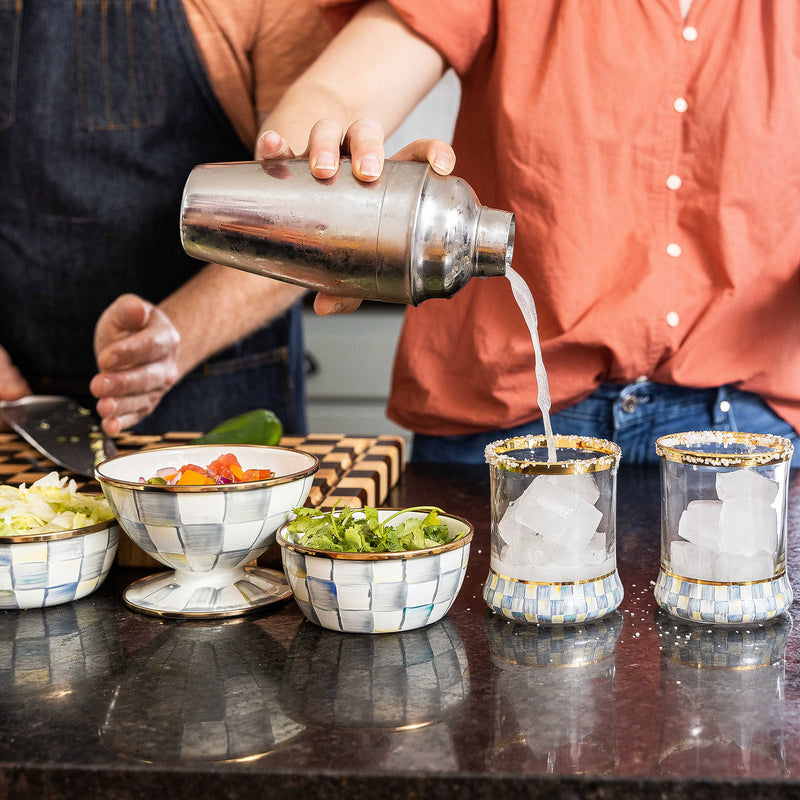 MacKenzie Childs Sterling Check Pinch Pot