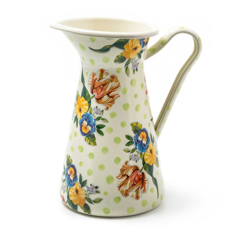 Mackenzie-Childs Wildflowers Enamel Large Practical Pitcher, Green
