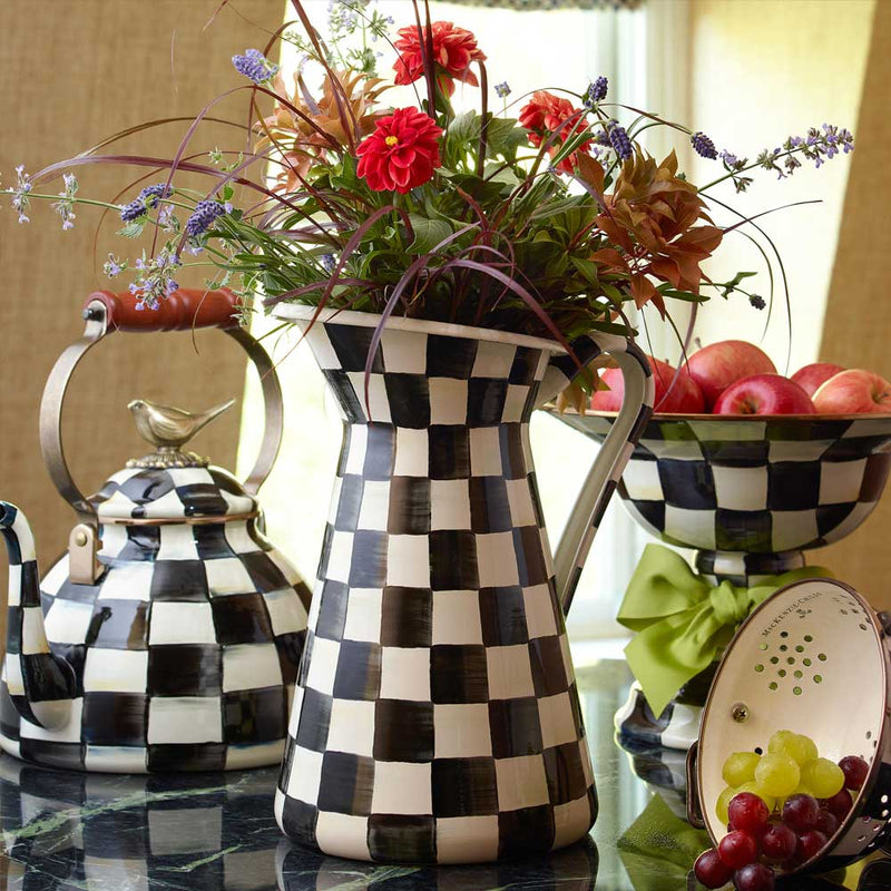 Mackenzie Childs Courtly Check Large Enamel Practical Pitcher #2