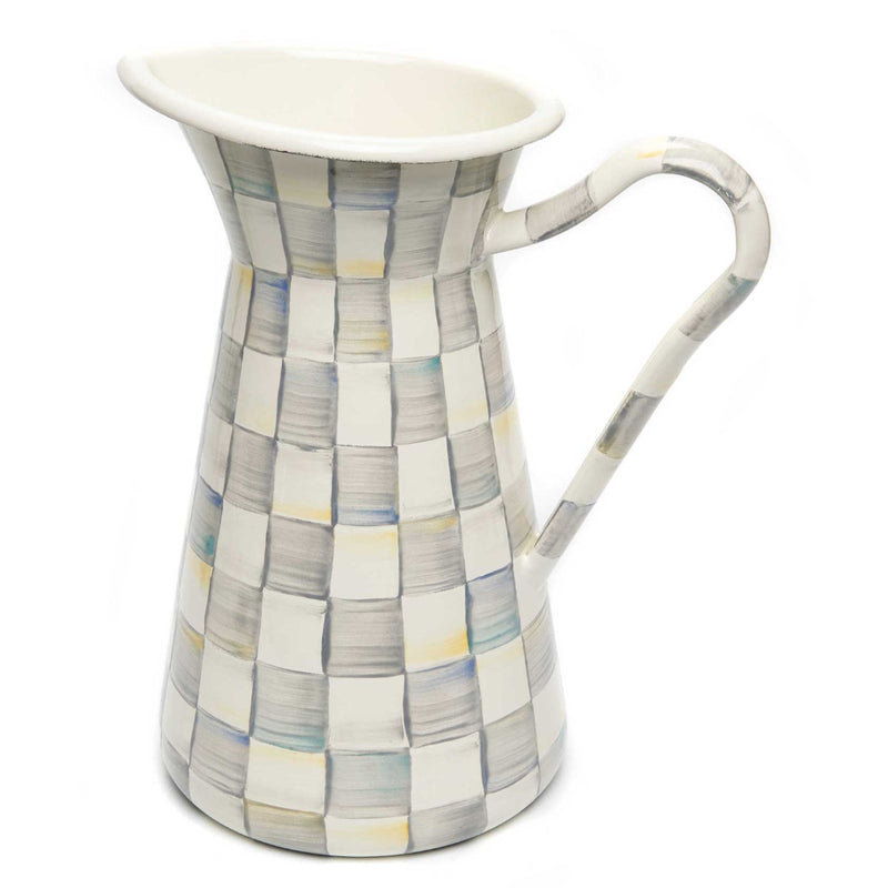 Mackenzie-Childs Sterling Check Large Enamel Practical Pitcher