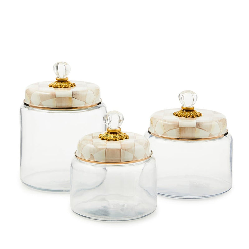 Mackenzie-Childs Mocha Check Kitchen Canister, Small