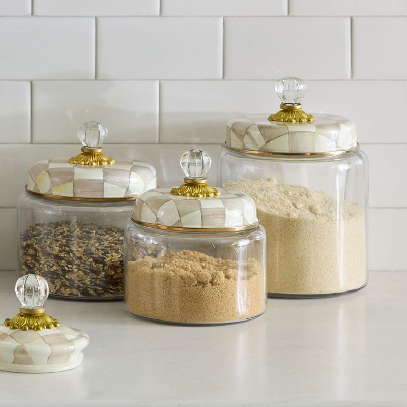 Mackenzie-Childs Mocha Check Kitchen Canister, Small