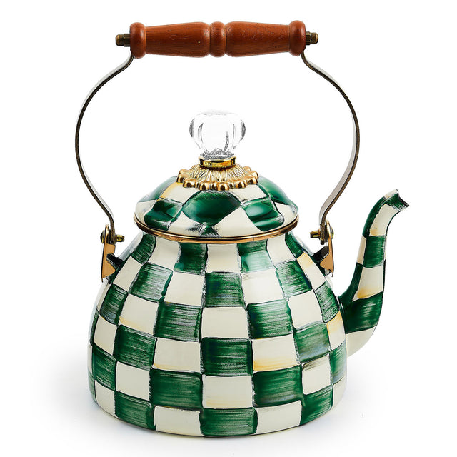 Mackenzie-Childs Emerald Check Enamel Kettle, 2 Quart